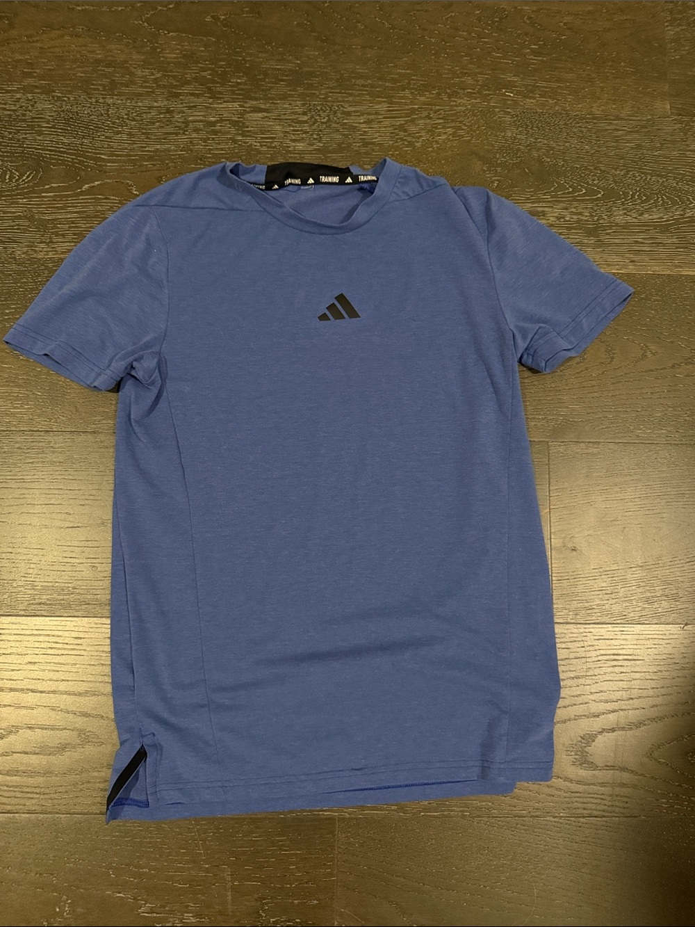 adidas Short-Sleeve Athletic Tee in Blue with Black Logo
